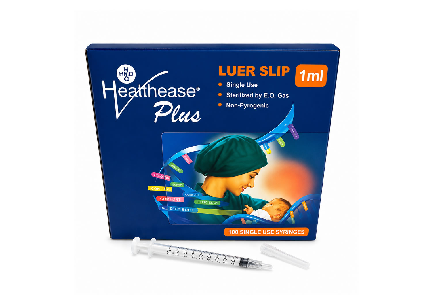 Healthease Plus 1ml Luer Slip Syringe With 27G Needle_